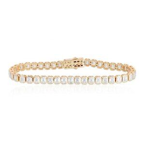 Champagne Diamond 14K (or 18k upon request) Yellow Gold Tennis Bracelet